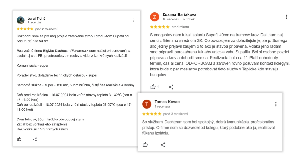 recenzie od zákazníkov z Google | BigMat Dachteam a Sumegastav